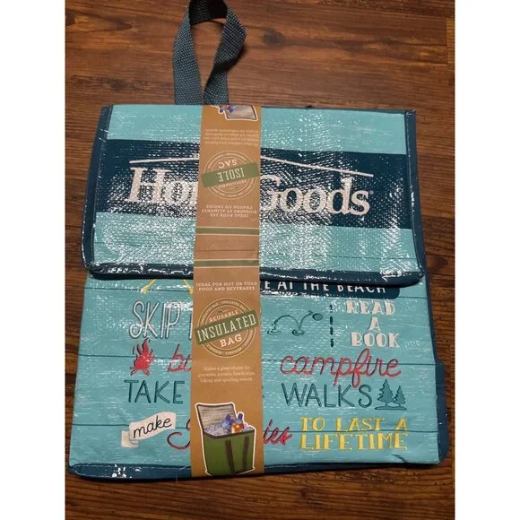 6-Reusable HomeGoods- Insulated Bag Hot or Cold Zippered Handles New with Tag - Picture 8 of 13